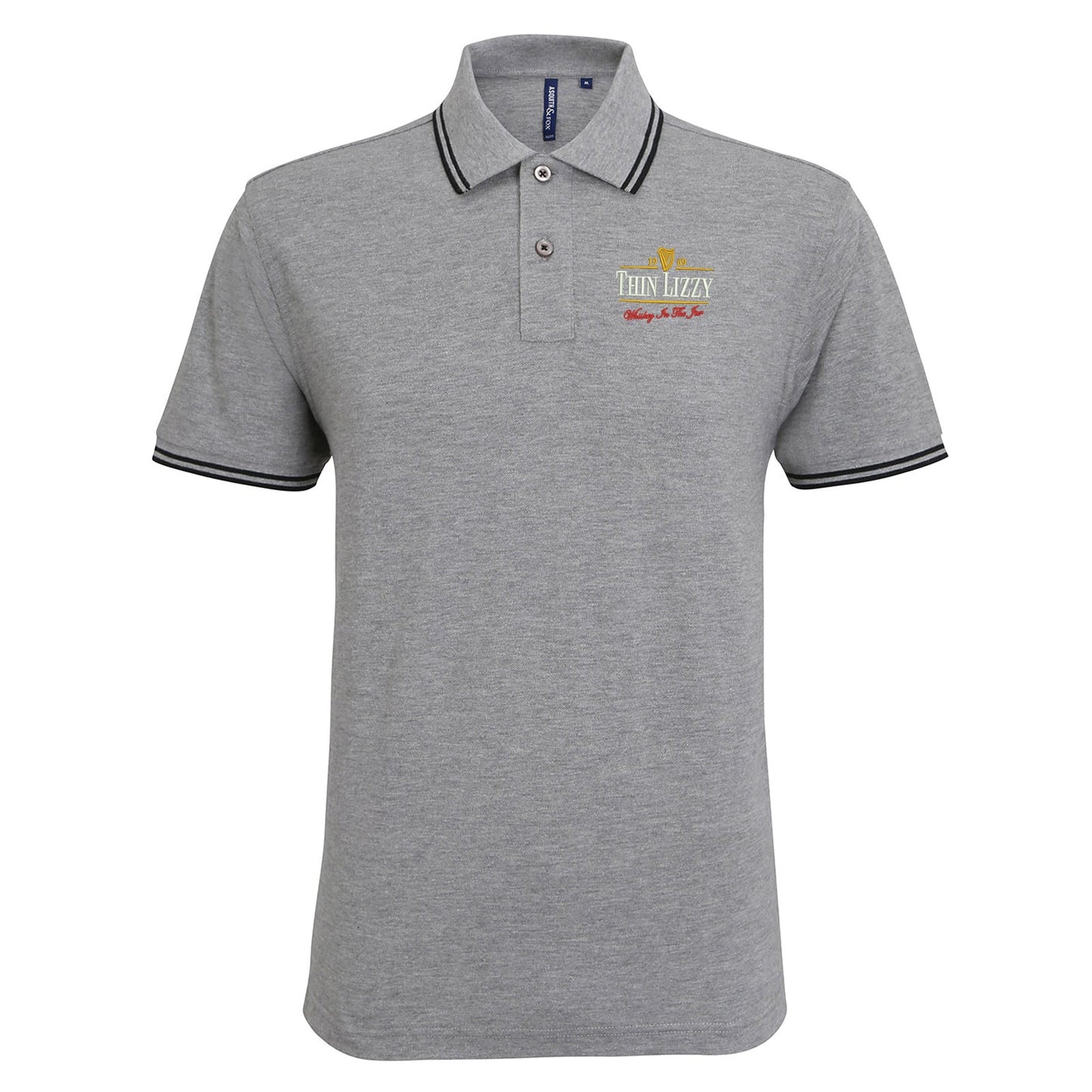 Thin Lizzy Whiskey in the Jar  Embroidered Tipped Polo Shirt