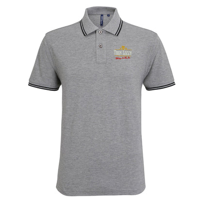 Thin Lizzy Whiskey in the Jar  Embroidered Tipped Polo Shirt