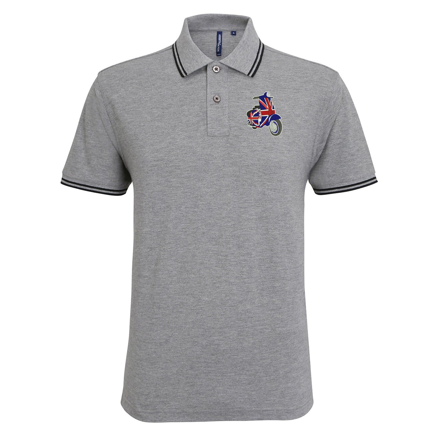 MOD Union Jack Scooter Embroidered Tipped Polo Shirt