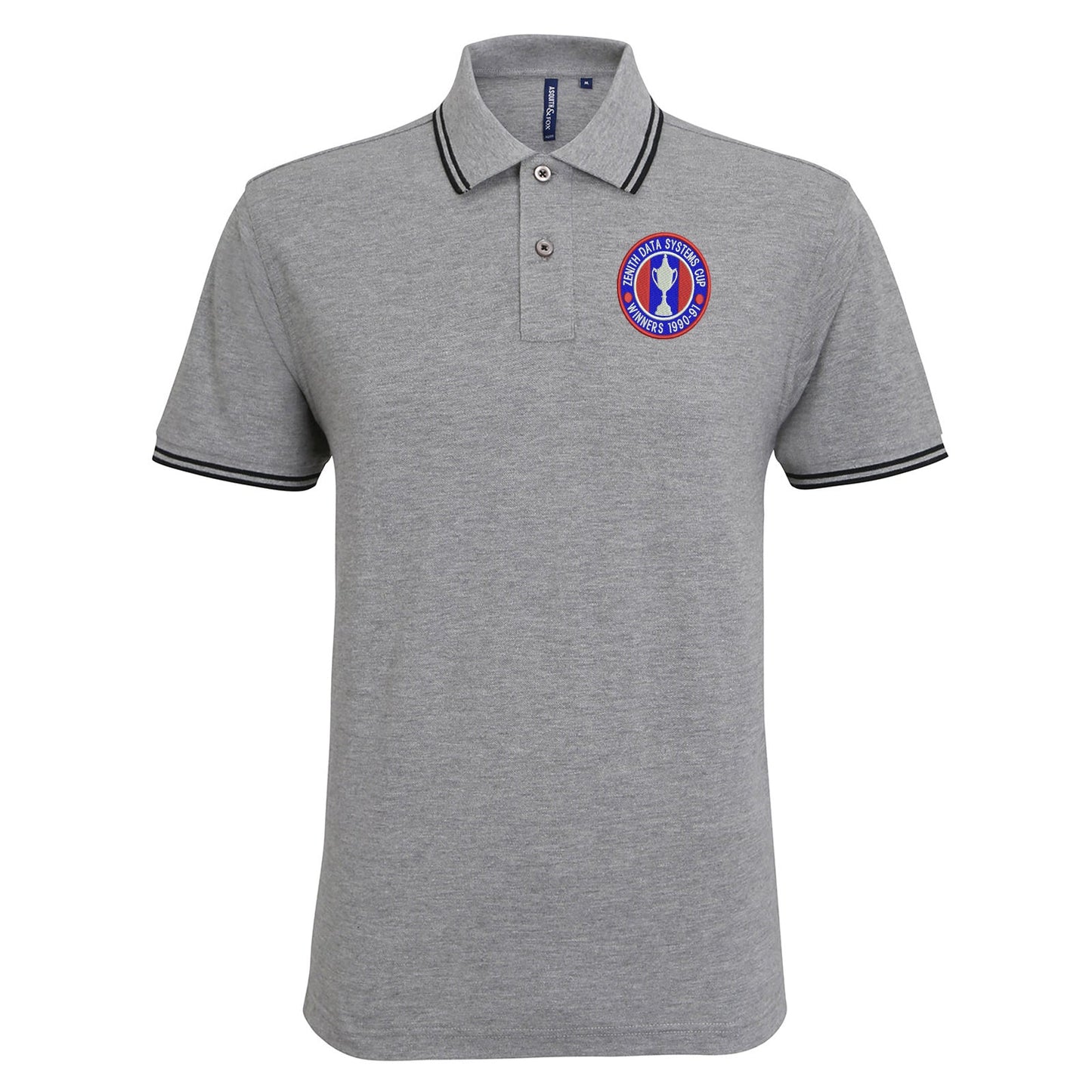 Retro Crystal Palace Zenith Data Systems Cup  Winners 1991 Embroidered Tipped Polo Shirt