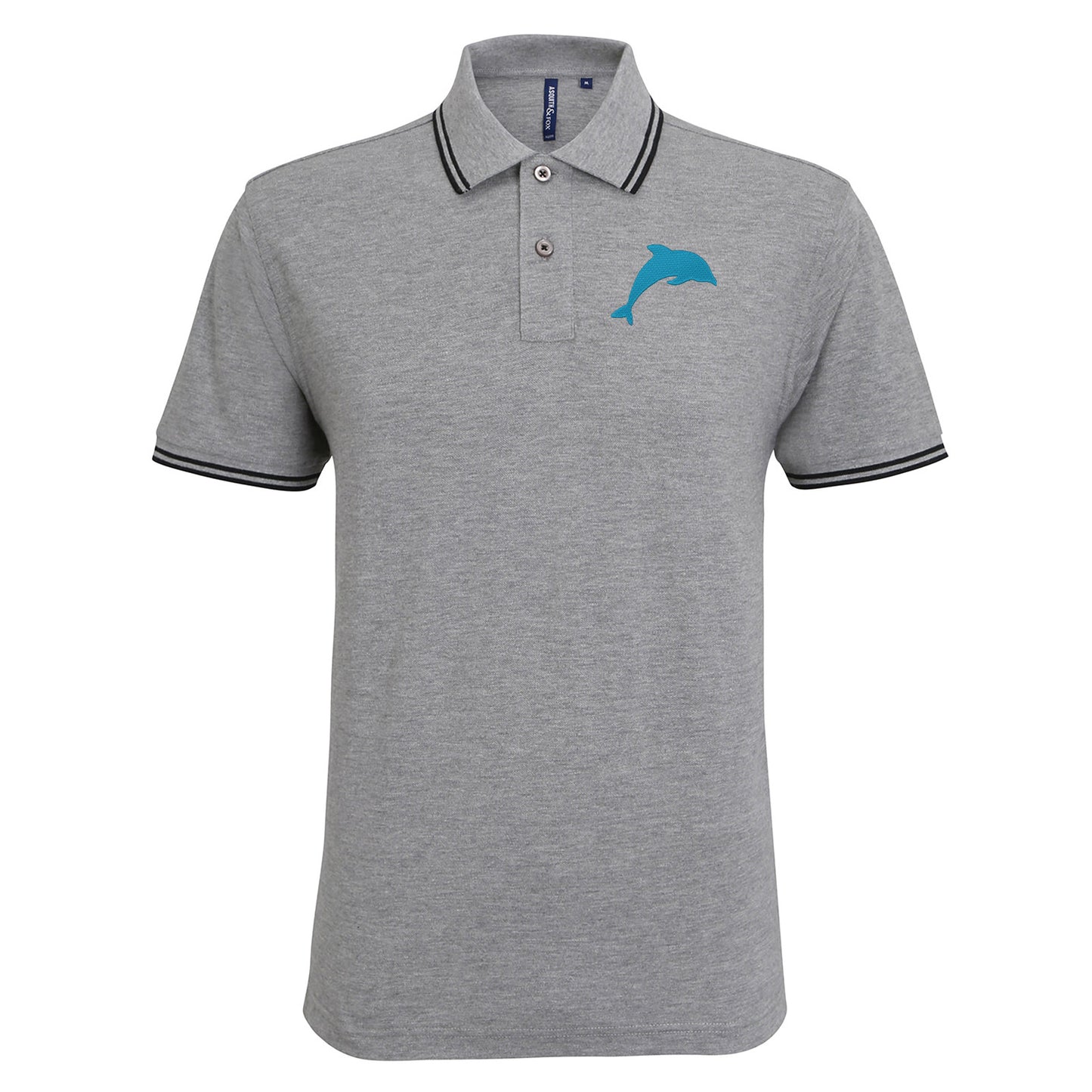 Dolphin Embroidered Tipped Polo Shirt