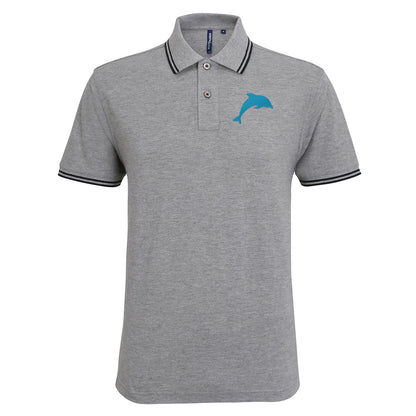 Dolphin Embroidered Tipped Polo Shirt