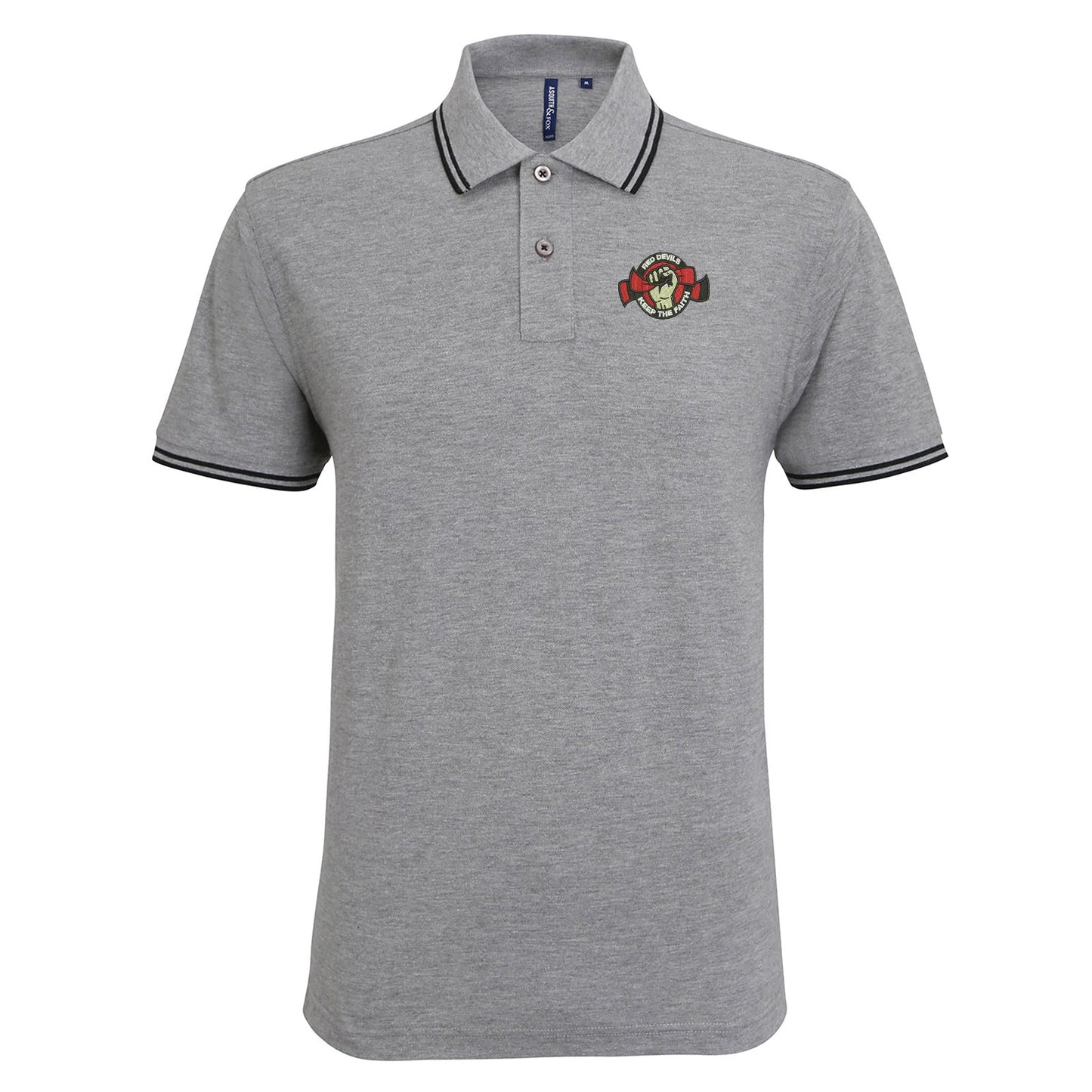 Red Devils Keep The Faith Embroidered Tipped Polo Shirt