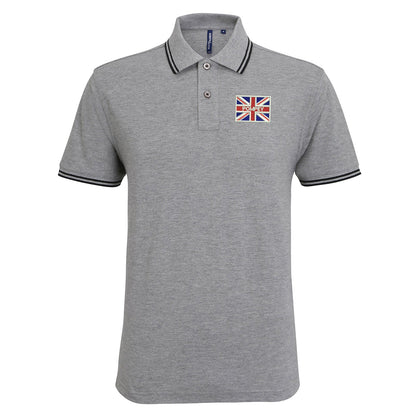 Pompey Coloured Union Jack  Embroidered Tipped Polo Shirt