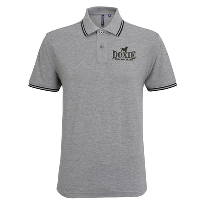 Doxie It's a Way of Life Embroidered Tipped Polo Shirt