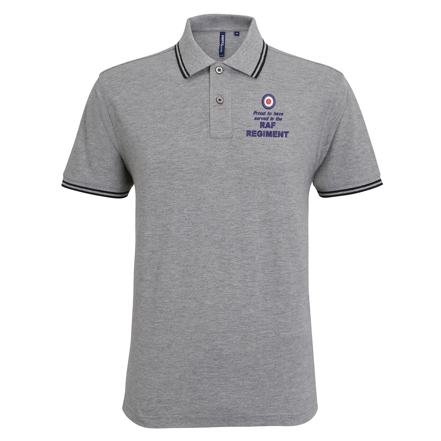 Proud to Have Served in The RAF Regiment Embroidered Tipped Polo Shirt