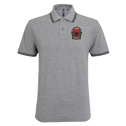 Retro Albania 1935 Embroidered Tipped Polo Shirt