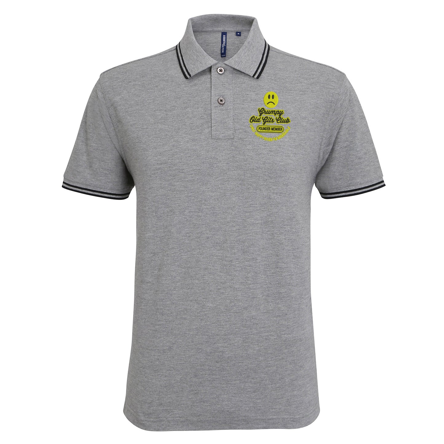 Grumpy Old Gits Club Founder Member Embroidered Tipped Polo Shirt