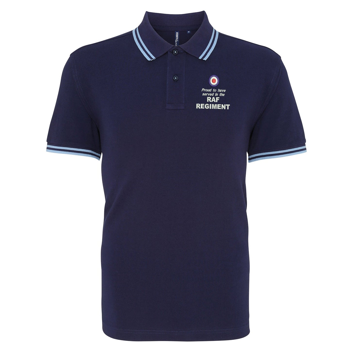 Proud to Have Served in The RAF Regiment Embroidered Tipped Polo Shirt