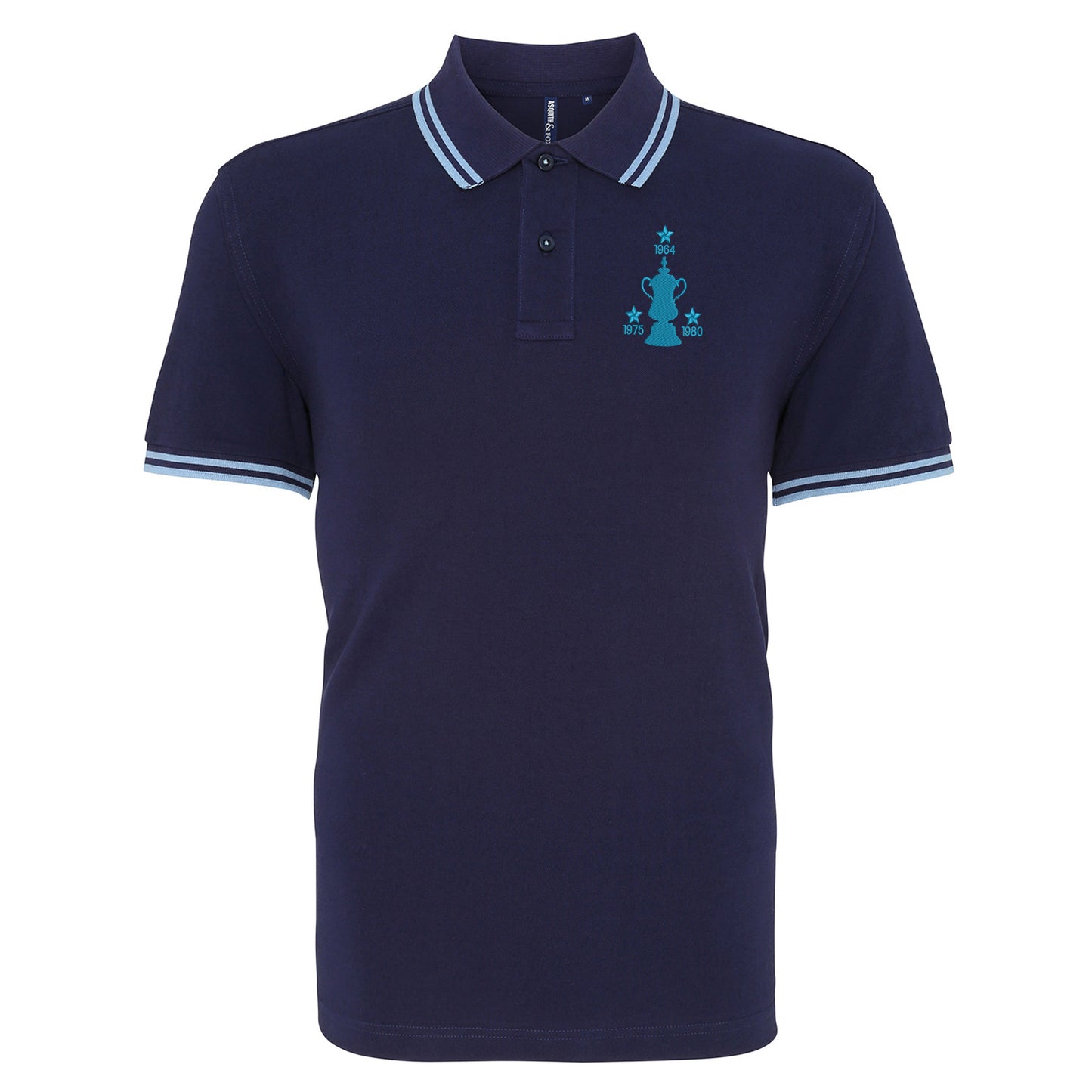 Retro West Ham Three Time Cup Winners Embroidered Tipped Polo Shirt