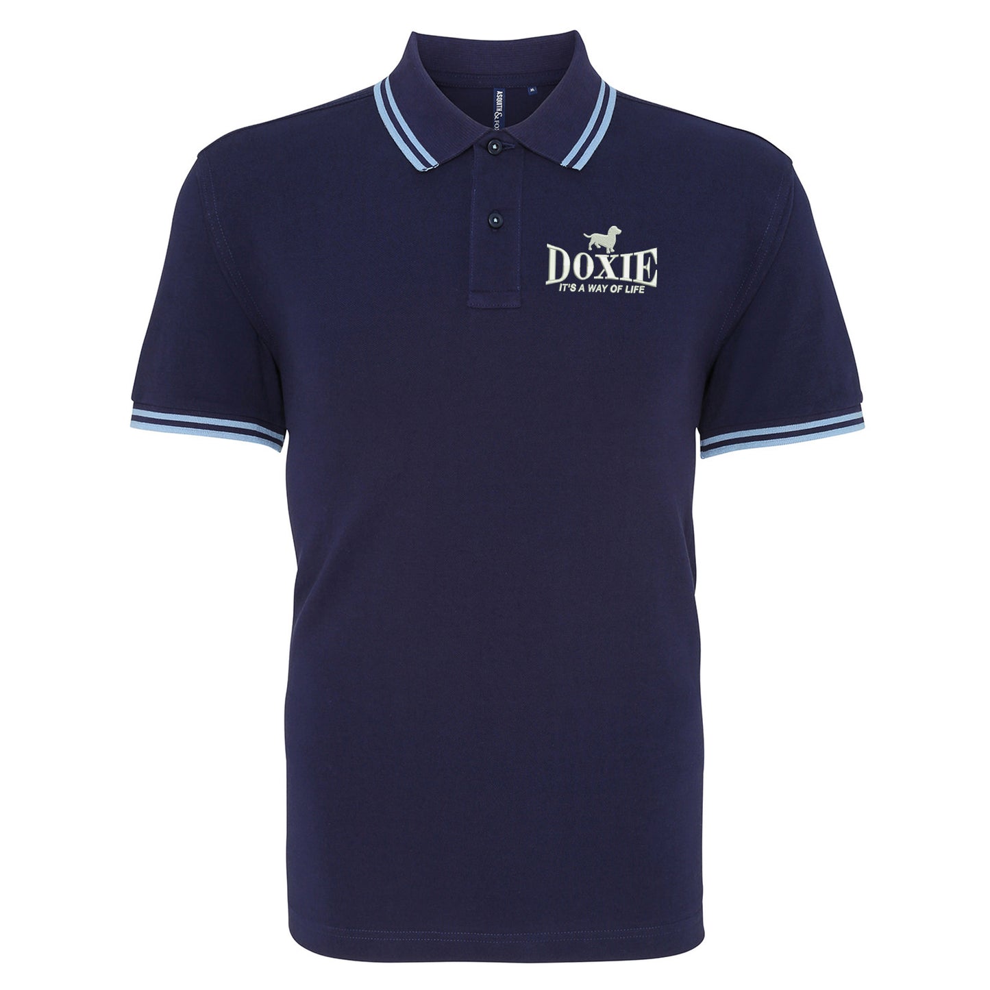 Doxie It's a Way of Life Embroidered Tipped Polo Shirt