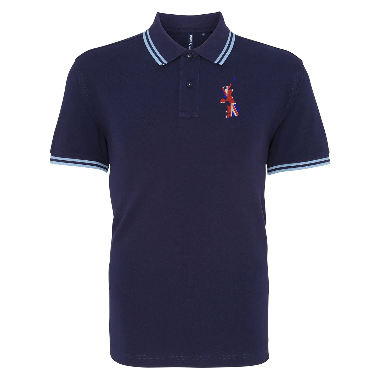 United Kingdom Flag Map Embroidered Tipped Polo Shirt