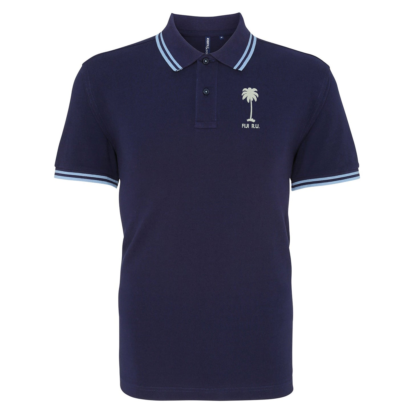 Retro Fiji Rugby 1920s Embroidered Tipped Polo Shirt