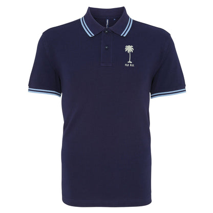 Retro Fiji Rugby 1920s Embroidered Tipped Polo Shirt