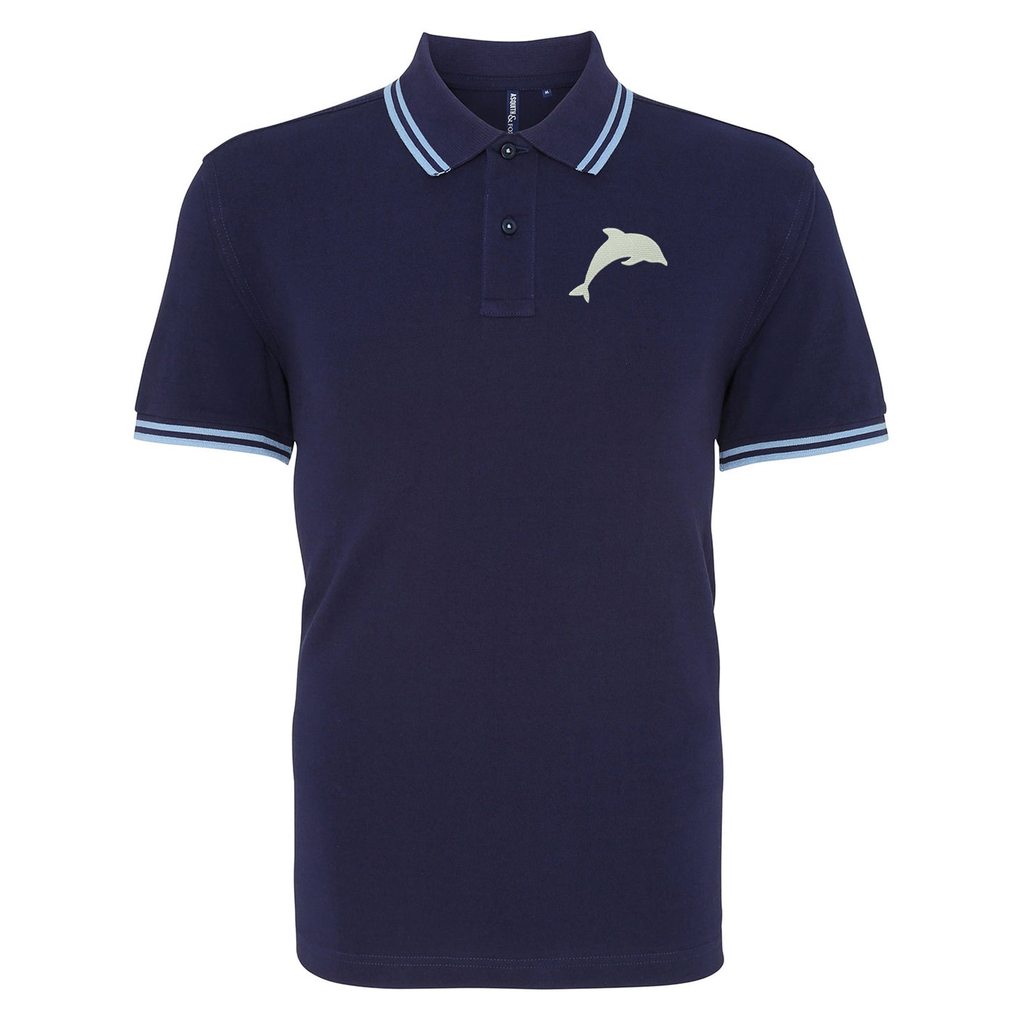 Dolphin Embroidered Tipped Polo Shirt