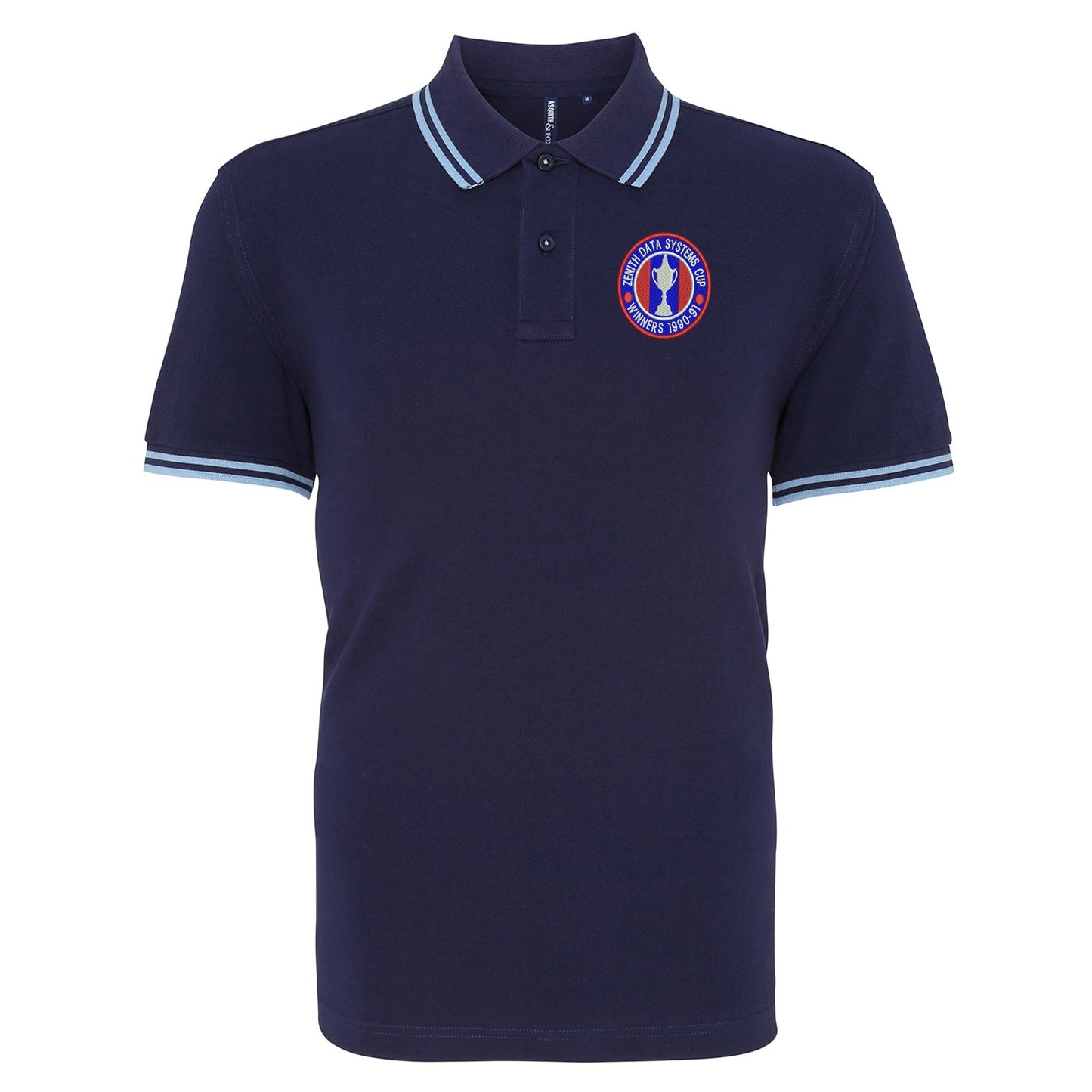 Retro Crystal Palace Zenith Data Systems Cup  Winners 1991 Embroidered Tipped Polo Shirt