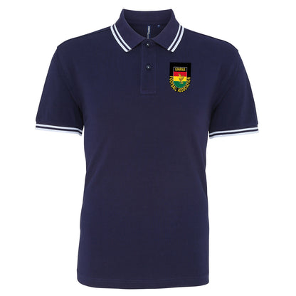Retro Ghana 1966 Embroidered Tipped Polo Shirt