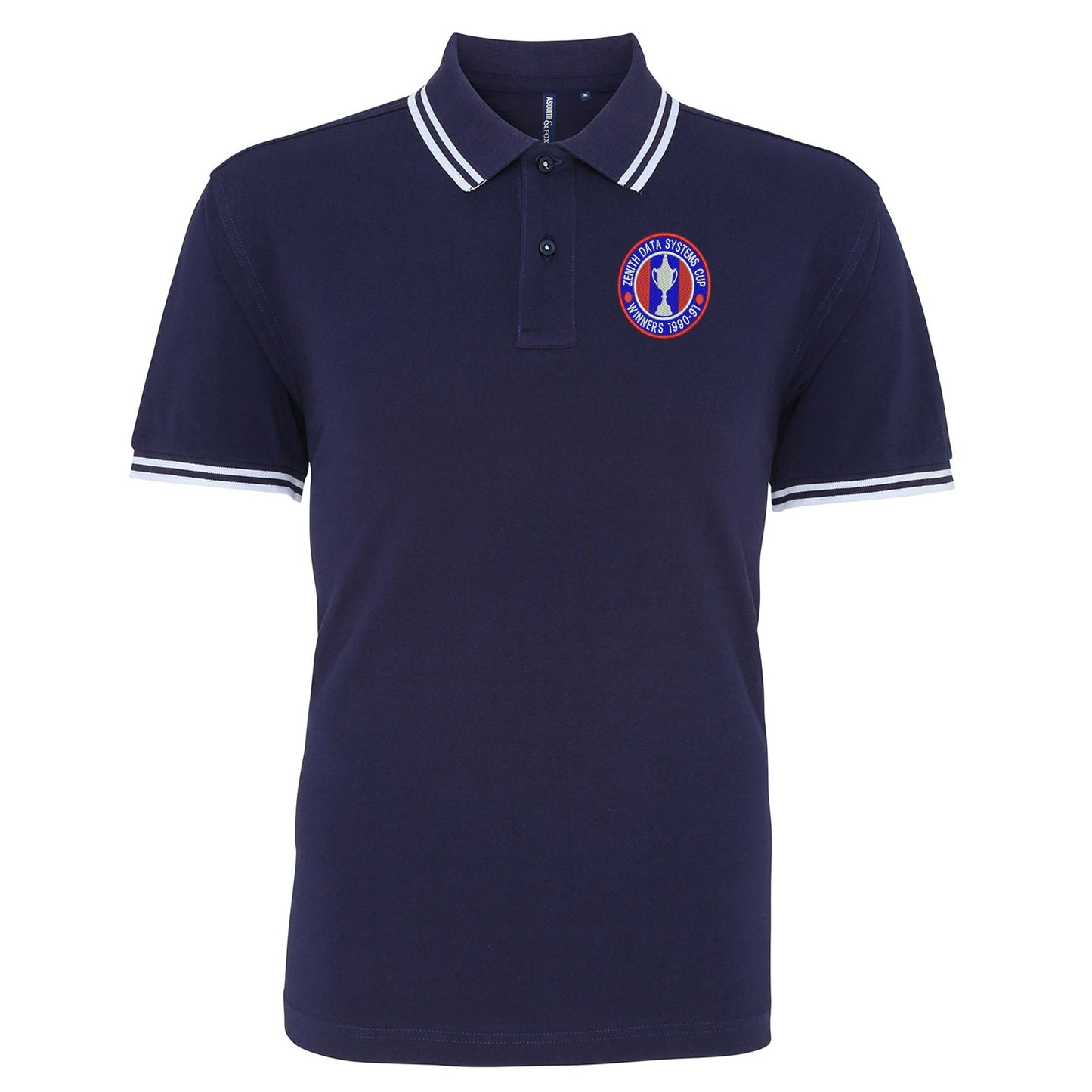 Retro Crystal Palace Zenith Data Systems Cup  Winners 1991 Embroidered Tipped Polo Shirt