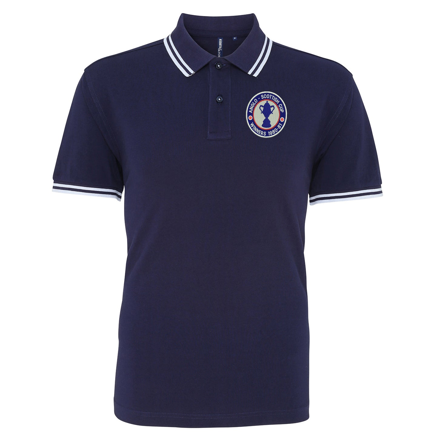 Retro Chesterfield Anglo-Scottish Cup Winners 1981 Embroidered Tipped Polo Shirt