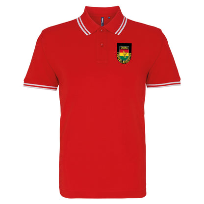 Retro Ghana 1966 Embroidered Tipped Polo Shirt