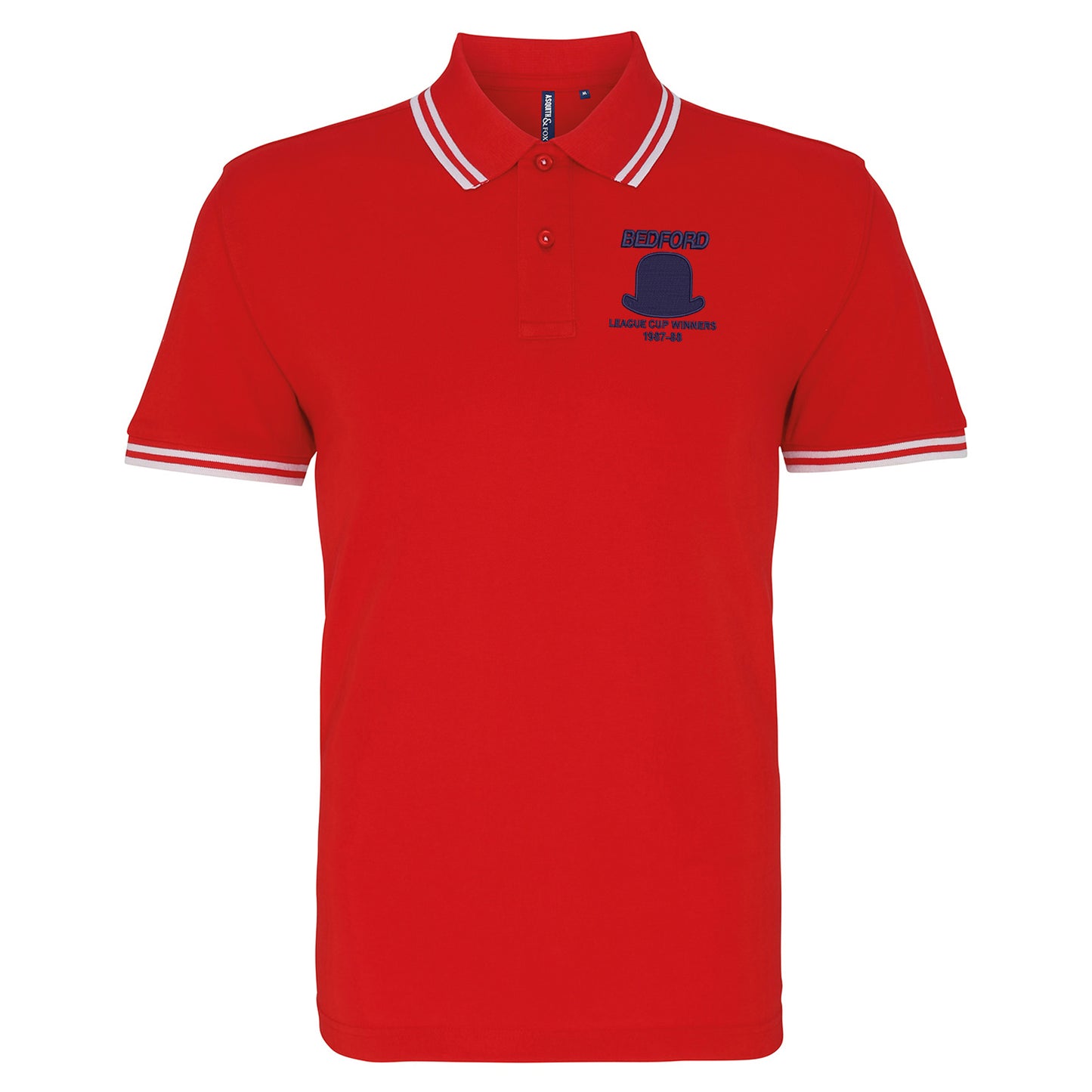 Retro Luton League Cup Winners 1988 Embroidered Tipped Polo Shirt