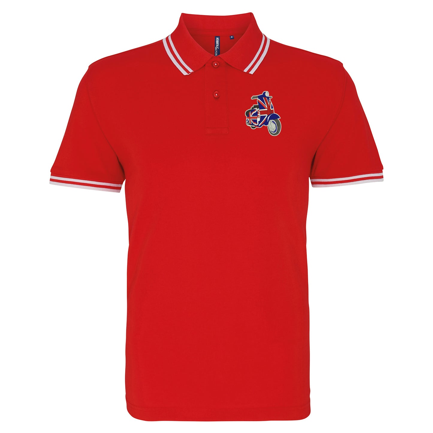 MOD Union Jack Scooter Embroidered Tipped Polo Shirt