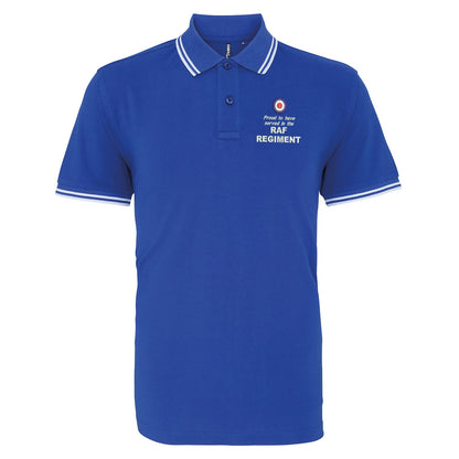Proud to Have Served in The RAF Regiment Embroidered Tipped Polo Shirt