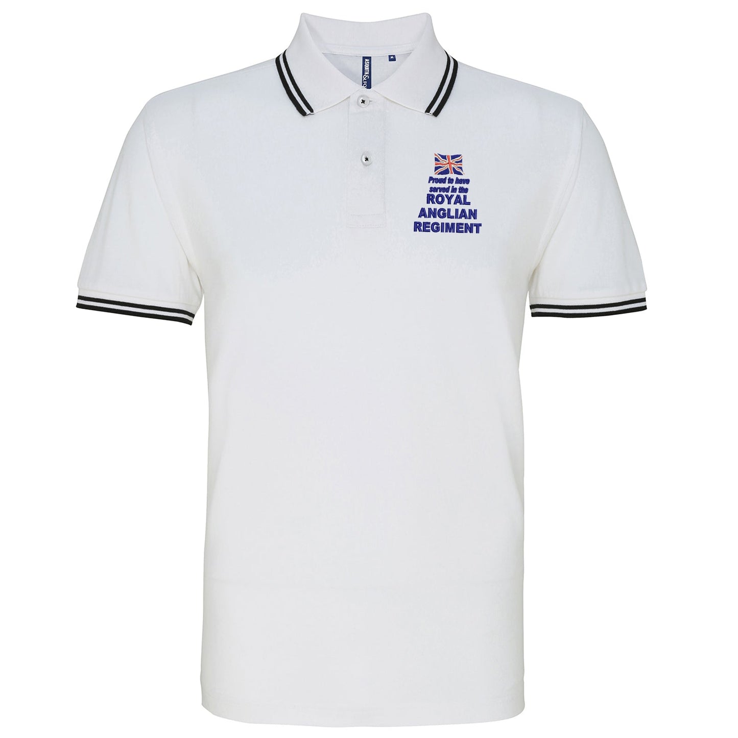 Proud to Have Served in The Royal Anglian Regiment Embroidered Tipped Polo Shirt