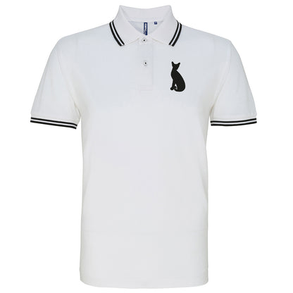 Siamese Cat Embroidered Tipped Polo Shirt