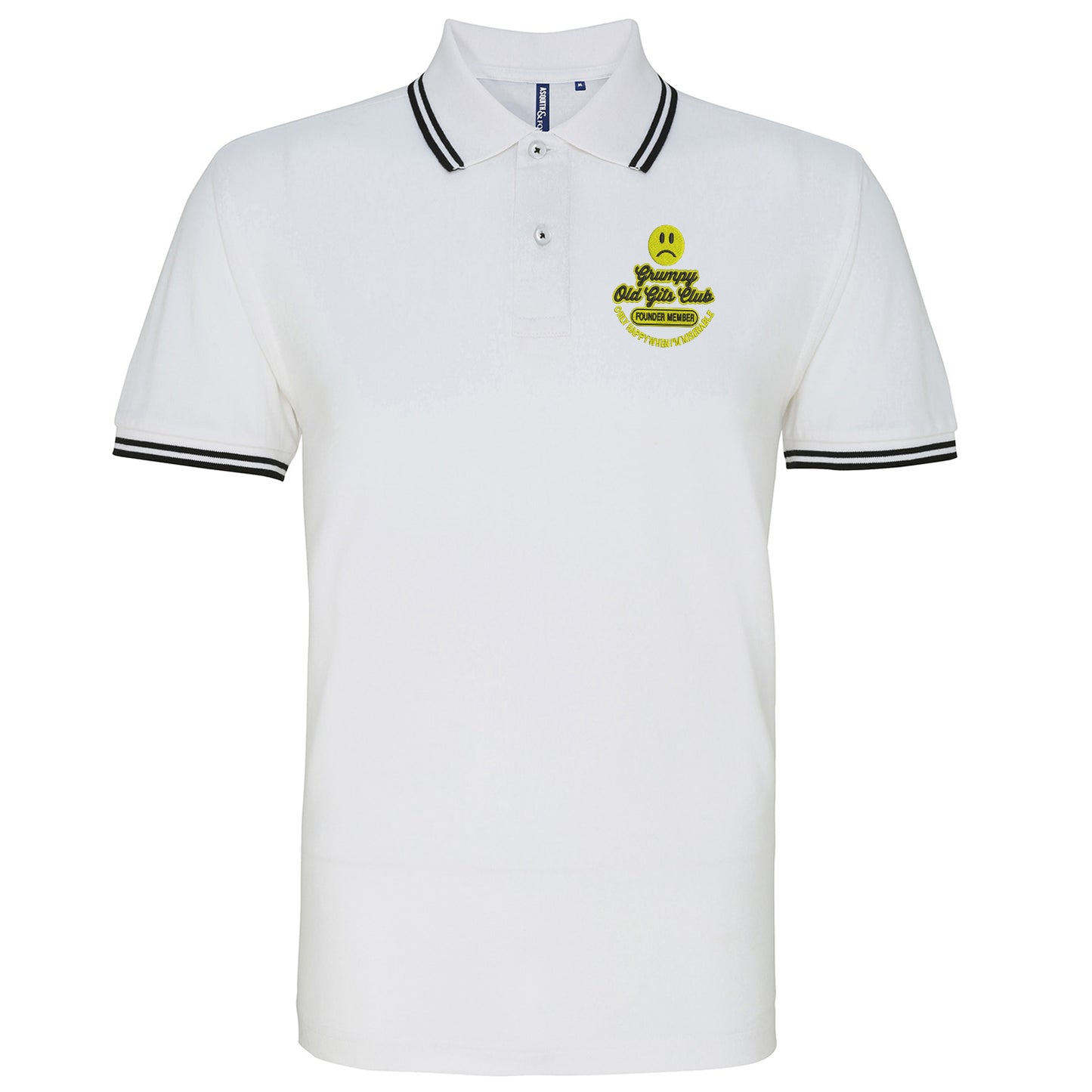 Grumpy Old Gits Club Founder Member Embroidered Tipped Polo Shirt