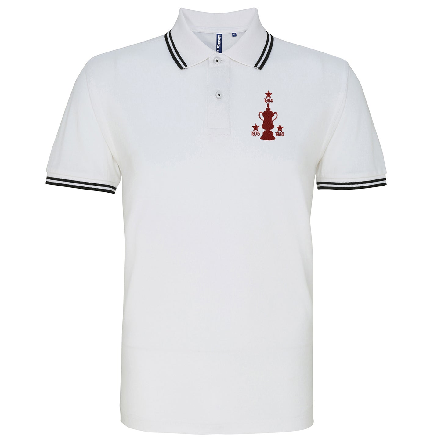 Retro West Ham Three Time Cup Winners Embroidered Tipped Polo Shirt