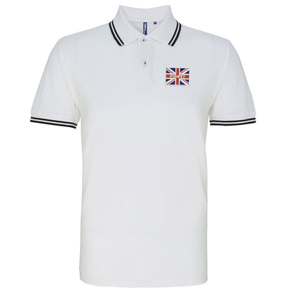 Pompey Coloured Union Jack  Embroidered Tipped Polo Shirt