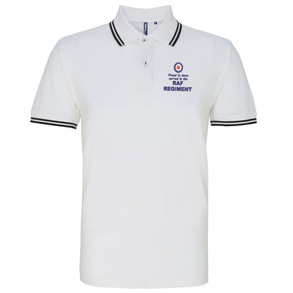 Proud to Have Served in The RAF Regiment Embroidered Tipped Polo Shirt