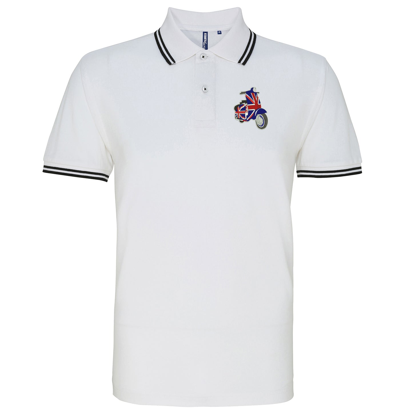 MOD Union Jack Scooter Embroidered Tipped Polo Shirt