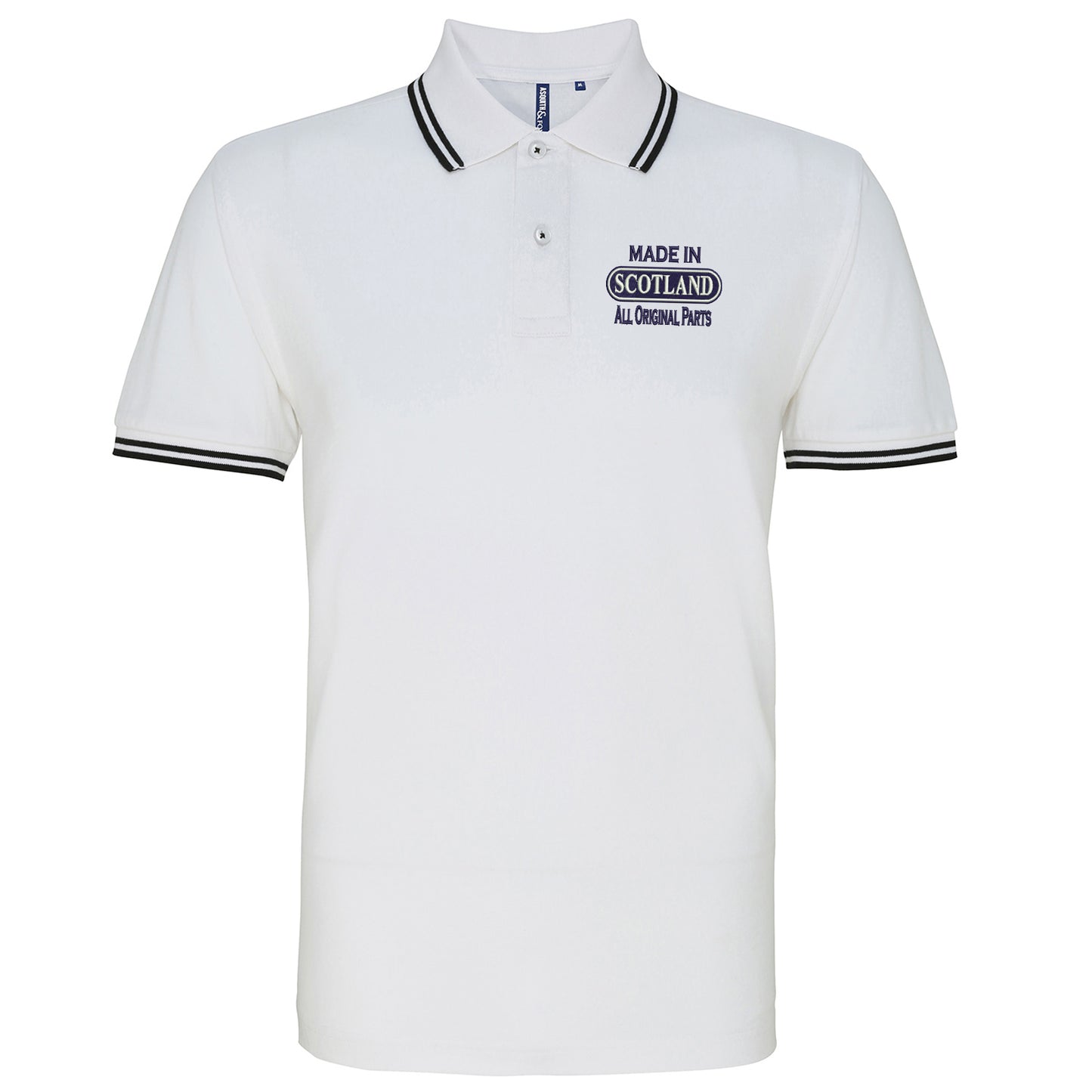 Made in Scotland All Original Parts Embroidered Tipped Polo Shirt