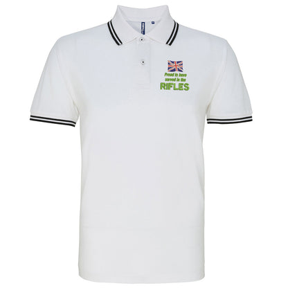 Proud to Have Served in The Rifles Embroidered Tipped Polo Shirt