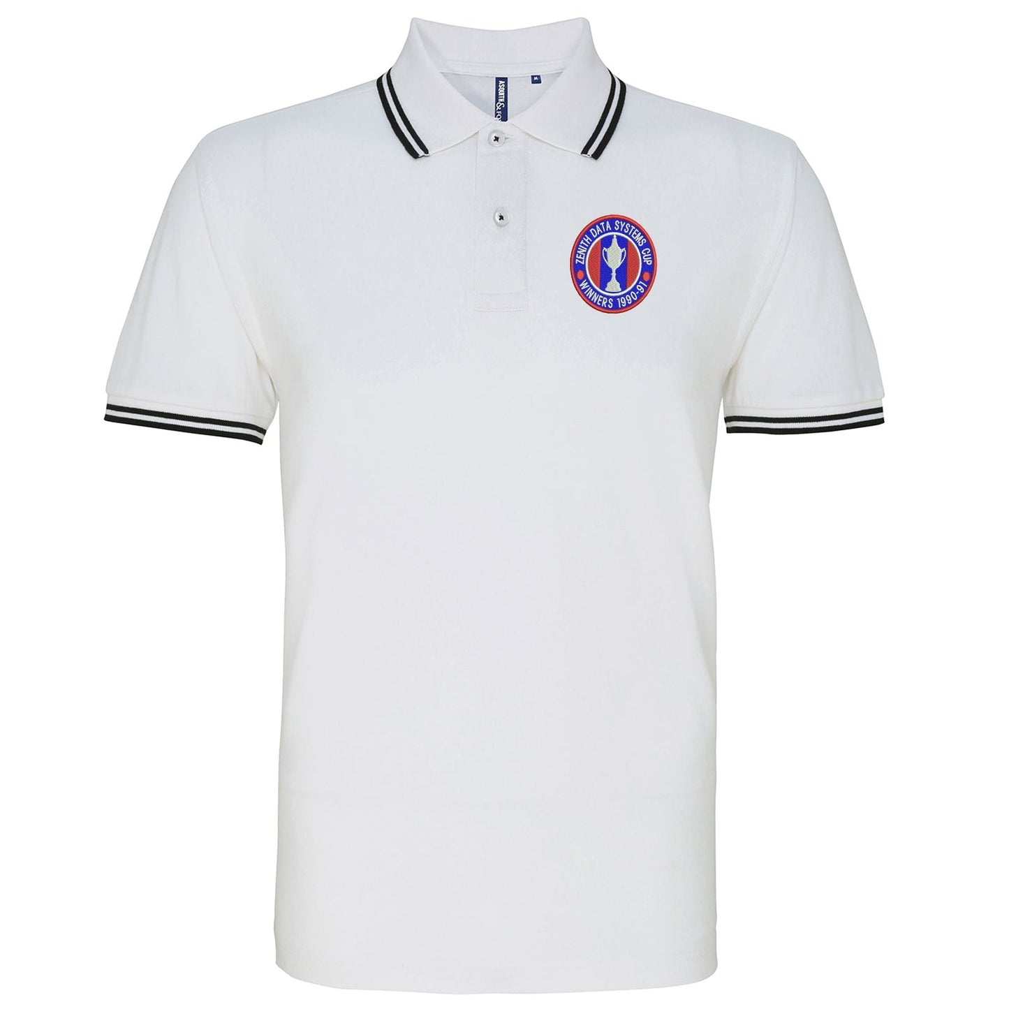 Retro Crystal Palace Zenith Data Systems Cup  Winners 1991 Embroidered Tipped Polo Shirt