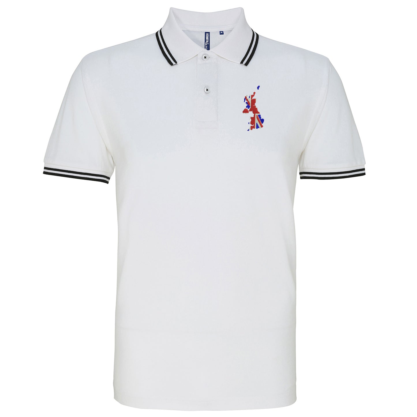 United Kingdom Flag Map Embroidered Tipped Polo Shirt
