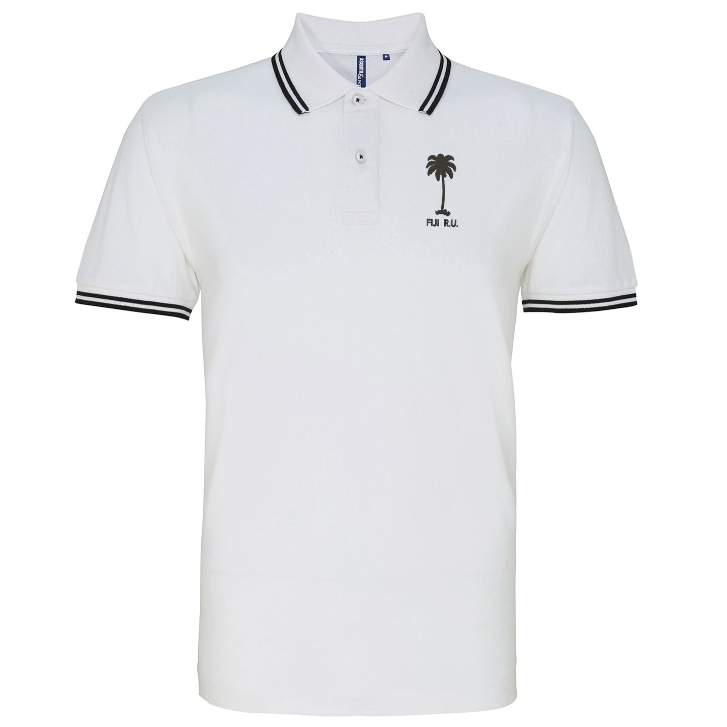 Retro Fiji Rugby 1920s Embroidered Tipped Polo Shirt