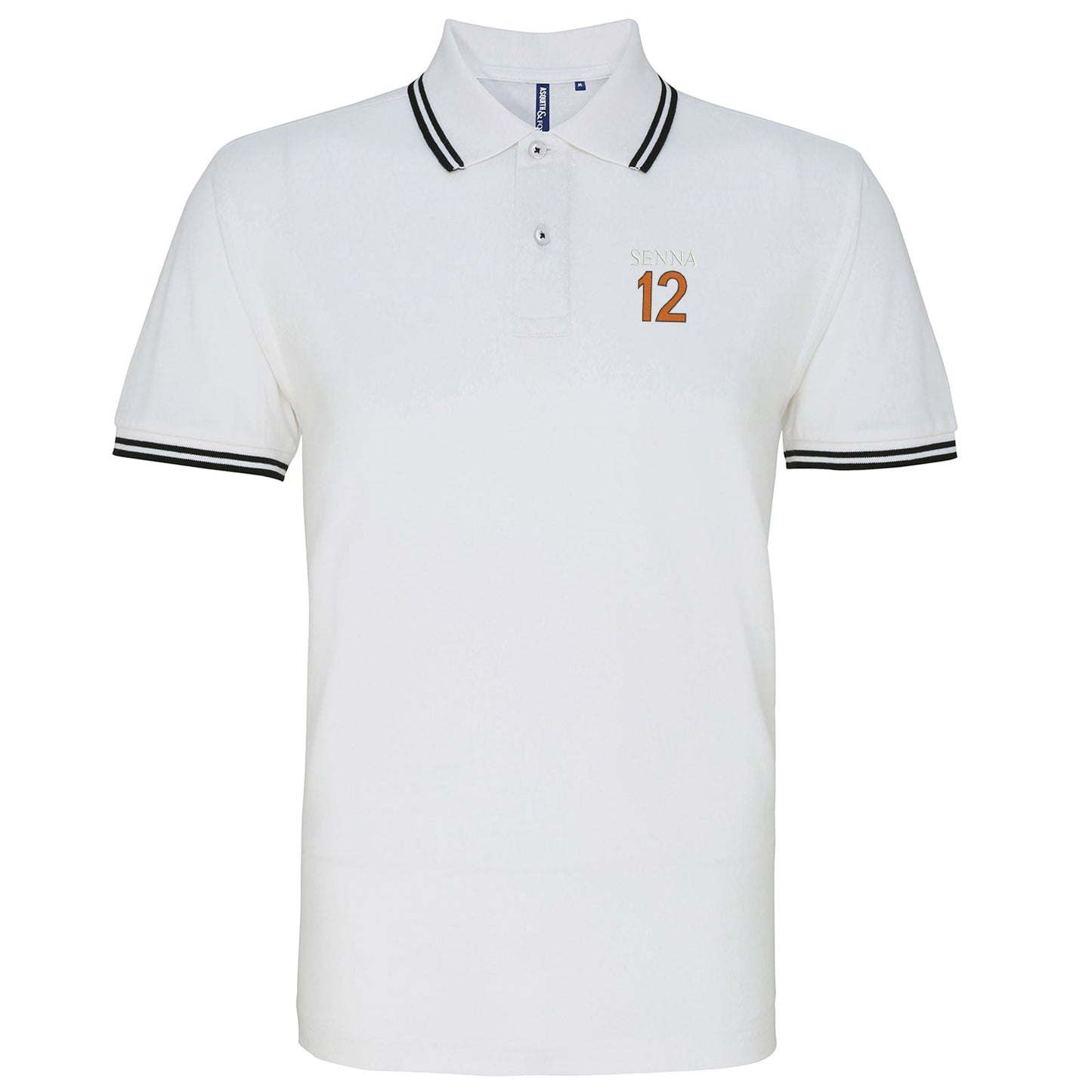 Retro Senna 12 Embroidered Tipped Polo Shirt
