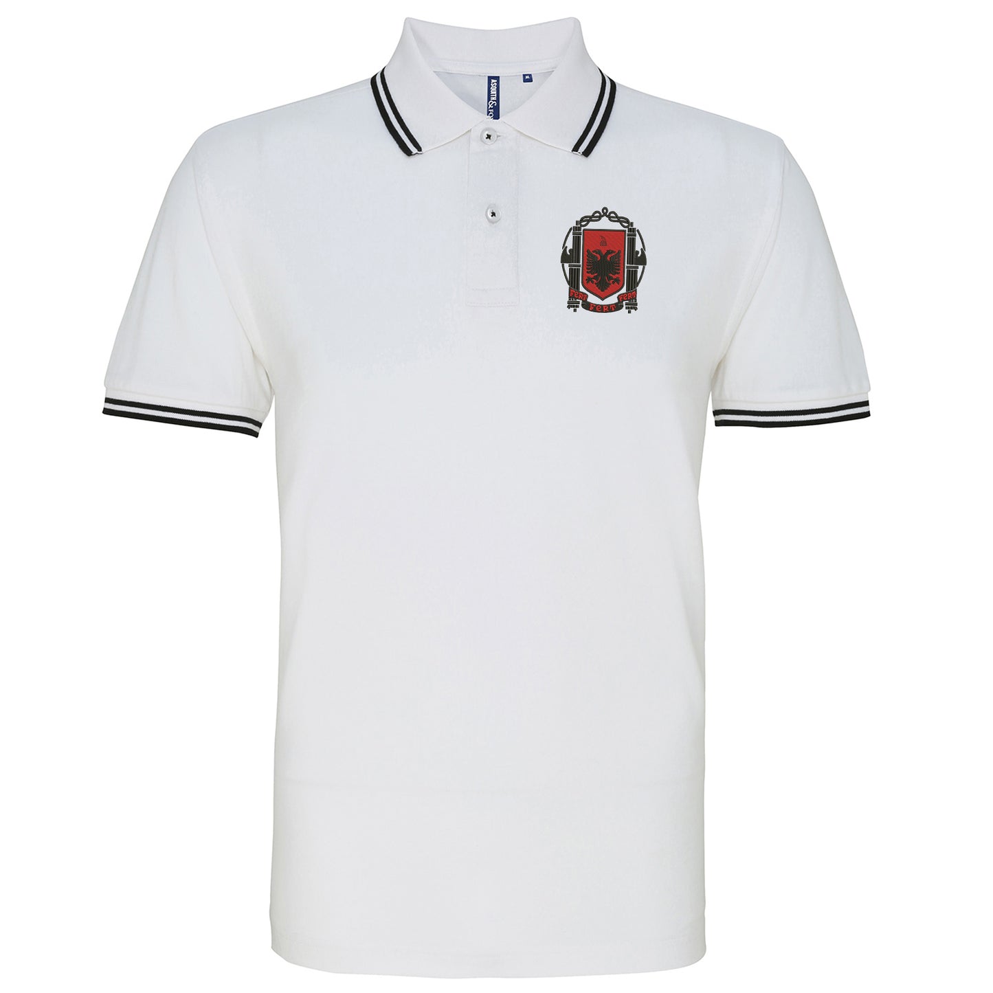Retro Albania 1935 Embroidered Tipped Polo Shirt