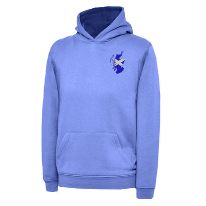 Scotland Flag Map Embroidered Children's Hoodie