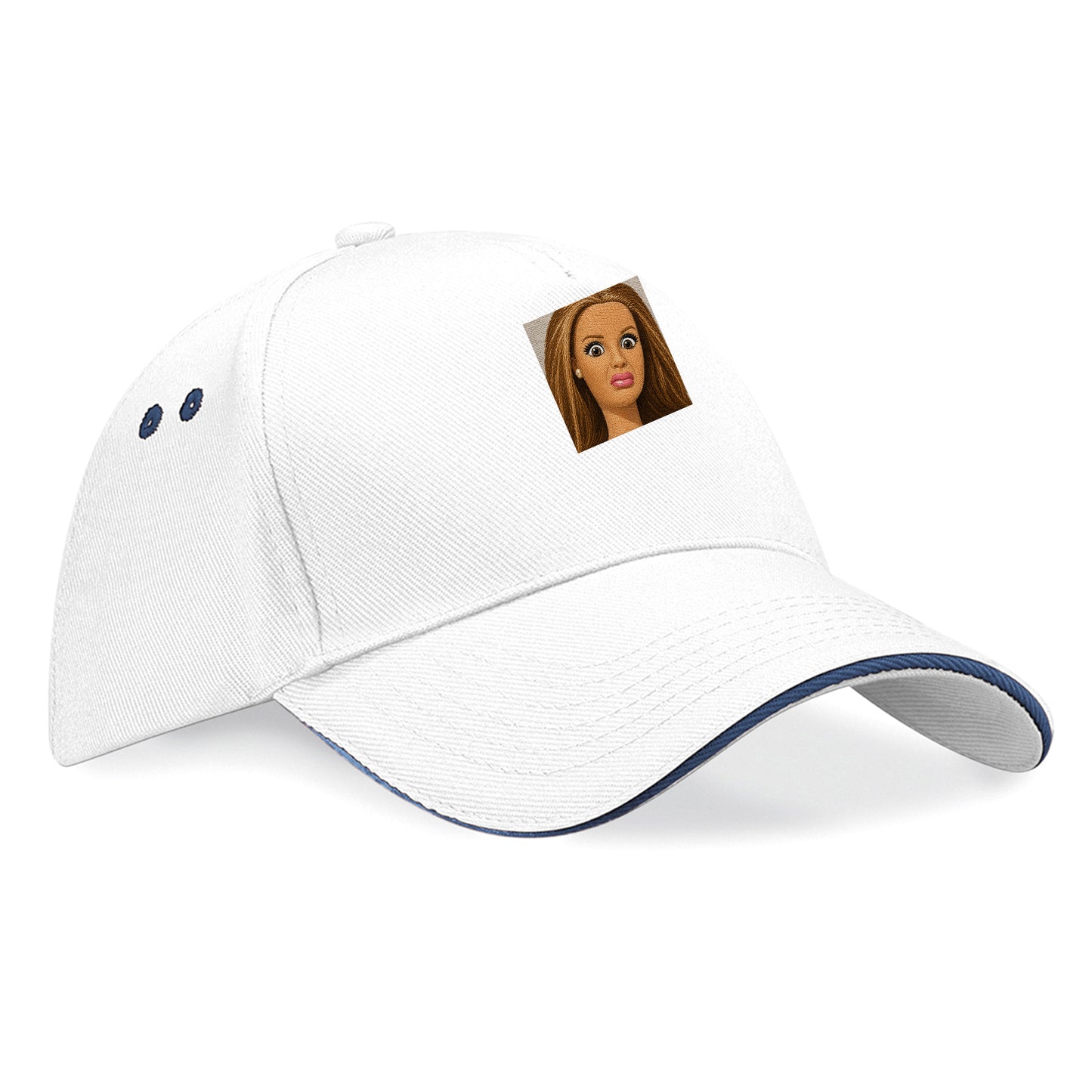 Funny Distressed Doll Face Meme Baseball Cap