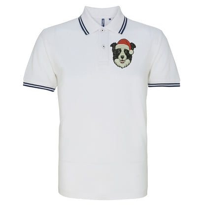 Border Collie Christmas Tipped Polo Shirt