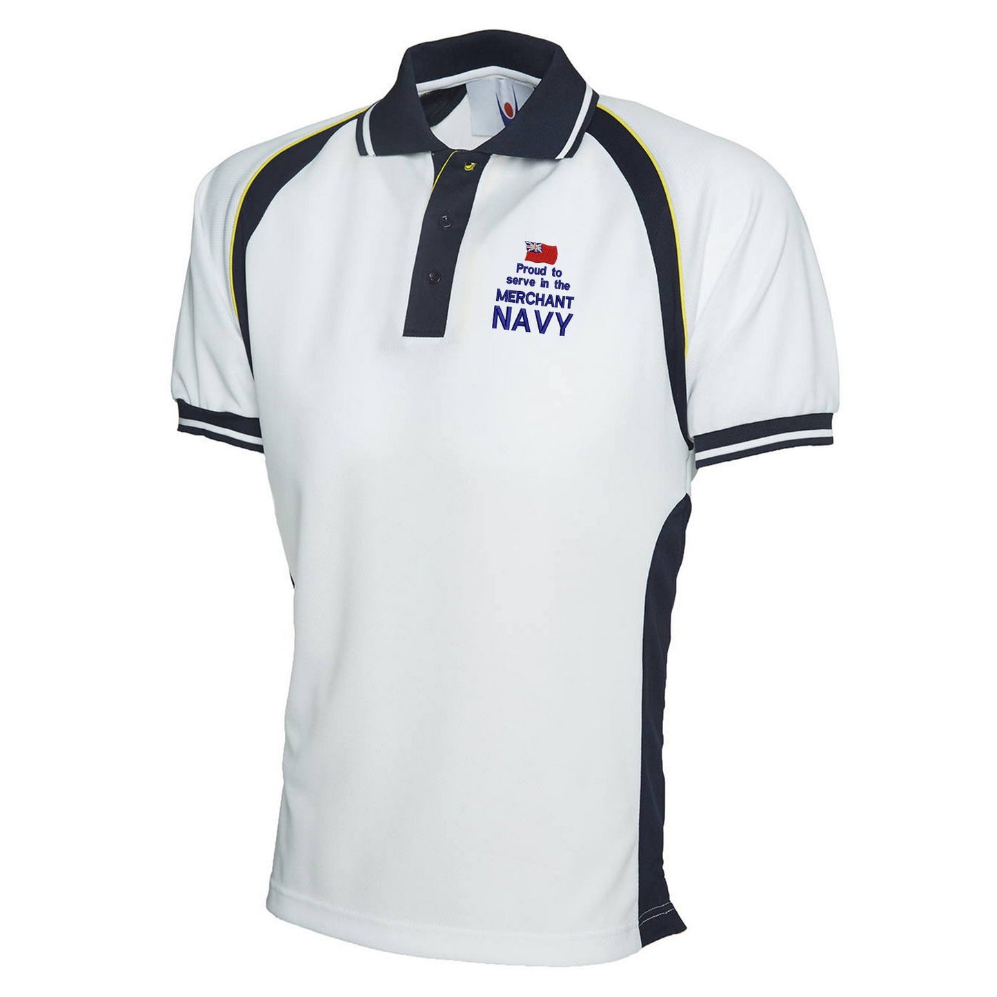 Proud to Serve in The Merchant Navy Embroidered Polyester Sports Polo Shirt