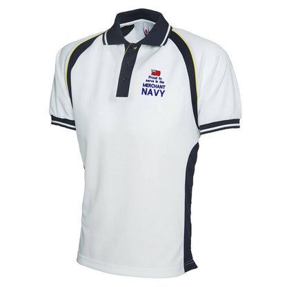 Proud to Serve in The Merchant Navy Embroidered Polyester Sports Polo Shirt