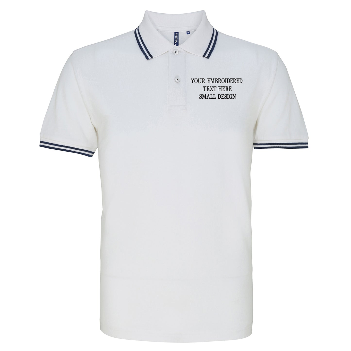 Personalised Custom Small Text Tipped Polo Shirt 