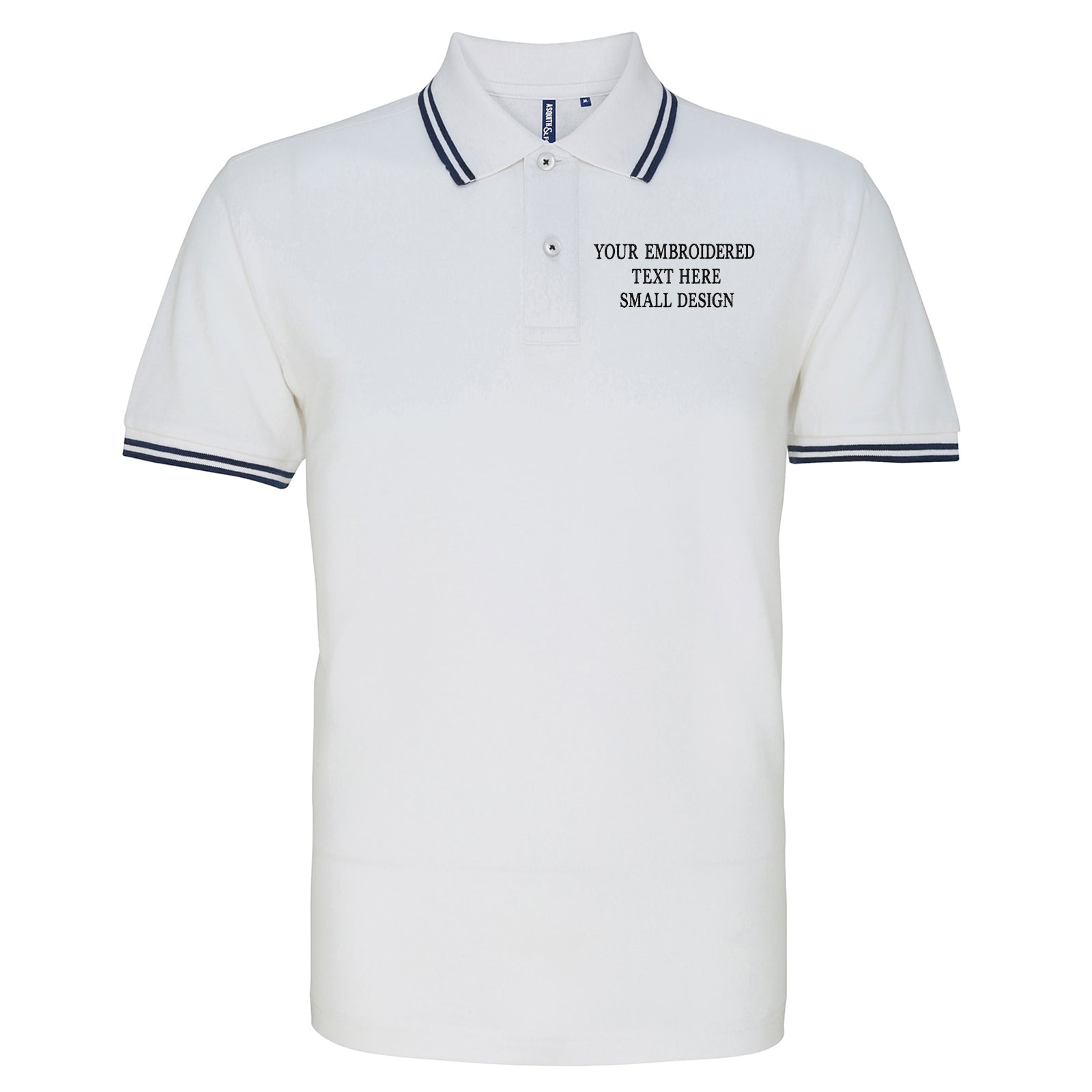Personalised Custom Small Text Tipped Polo Shirt 