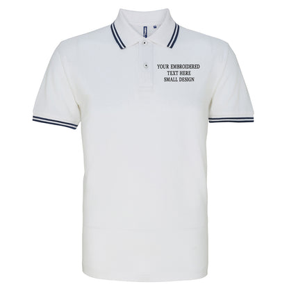 Personalised Custom Small Text Tipped Polo Shirt 