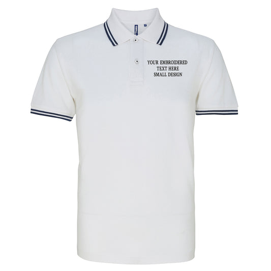 Personalised Custom Small Text Tipped Polo Shirt 